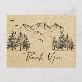 Simulated Kraft Paper Forest Mountains Vielen Dank Postkarte