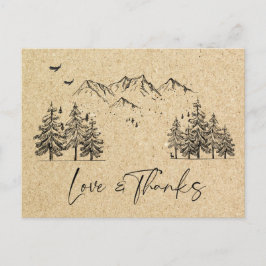 Simulated Kraft Paper Forest Mountains Vielen Dank Postkarte