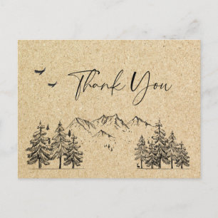 Simulated Kraft Paper Forest Mountains Vielen Dank Postkarte