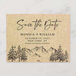 Simulated Kraft Paper Mountain Save the Date Postkarte