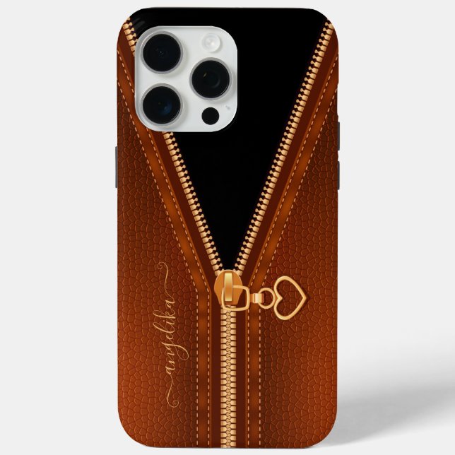 Simulierte Ledertasche mit Herz-Reißverschluss Case-Mate iPhone Hülle (Rückseite)
