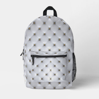 Simulierter weißer Tufted Gold Studs Backpack Bedruckter Rucksack