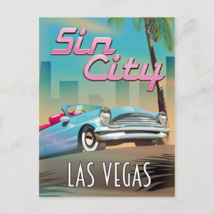 Sin City Las Vegas Reiseplakat Postkarte