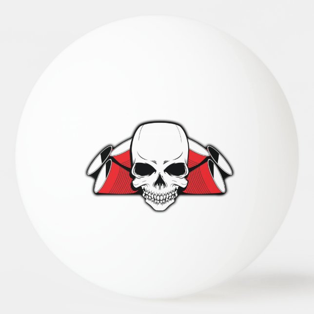 SINBP Schädel und Schalen-Bier Pong Ball Tischtennisball (Vorderseite)