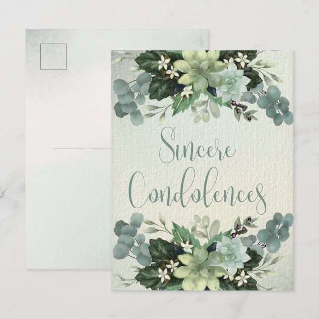 Sincere Beileid | Aquarellfarben Postkarte (Vorne/Hinten)