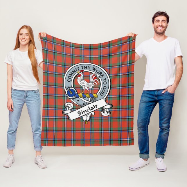 Sinclair Ancient Clan Abzeichen Tartan Kariert Fleecedecke (Beispiel)
