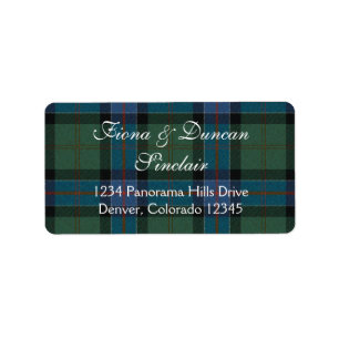 Sinclair Ancient Hunting Tartan Scottish Address Adressaufkleber