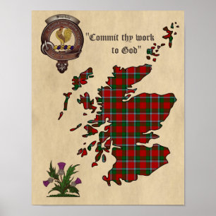 Sinclair Clan Abzeichen und Tartan Poster 11x14
