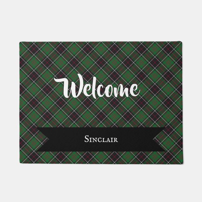 Sinclair Clan Scottish Tartan Kariertes Muster Fußmatte (Vorderseite)