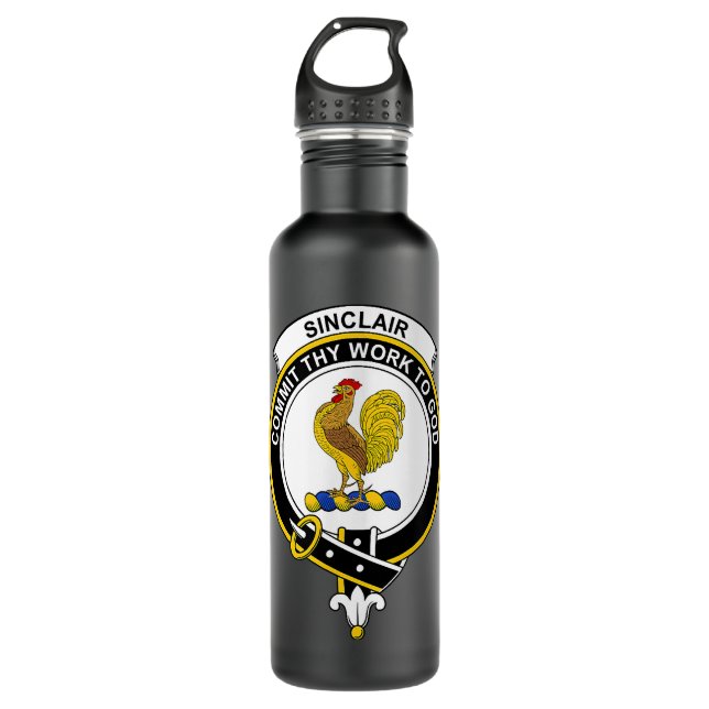 Sinclair Coat of Arms Familienwappen Edelstahlflasche (Vorderseite)