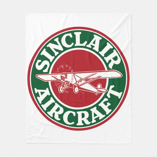 Sinclair-Flugzeug Vintage-Schild Fleecedecke (Vorderseite)