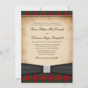 Sinclair Modern Red Tartan Wedding Einladung