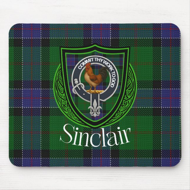 Sinclair Scottish Clan Tartan and Crest  Mousepad (Vorne)
