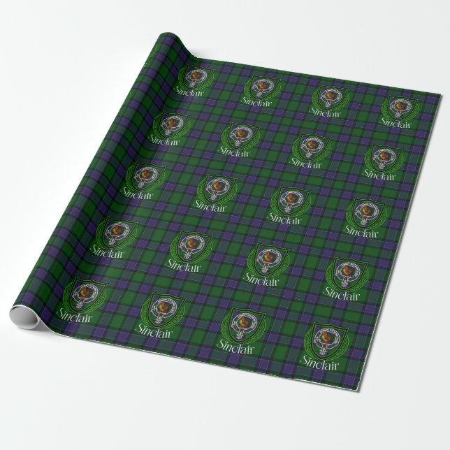 Sinclair Scottish Clan Tartan & Crest Geschenkpapier (Ungerollt)