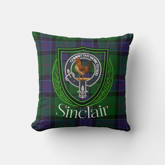 Sinclair Scottish Clan Tartan & Crest Kissen (Vorderseite)