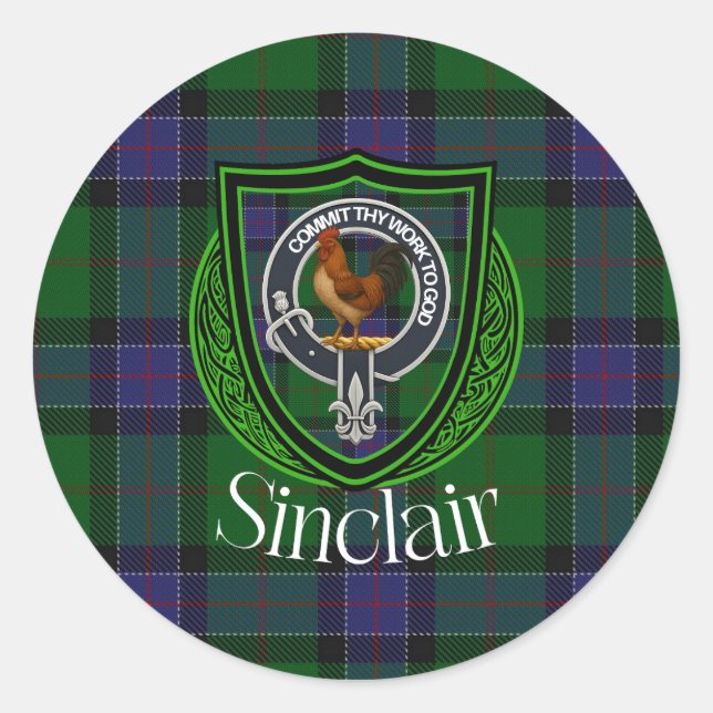 Sinclair Scottish Clan Tartan & Crest Runder Aufkleber (Vorderseite)