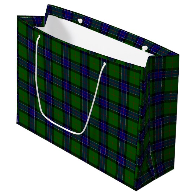Sinclair Tartan Blau kariert Große Geschenktüte (Vorderseite Schrägansicht)