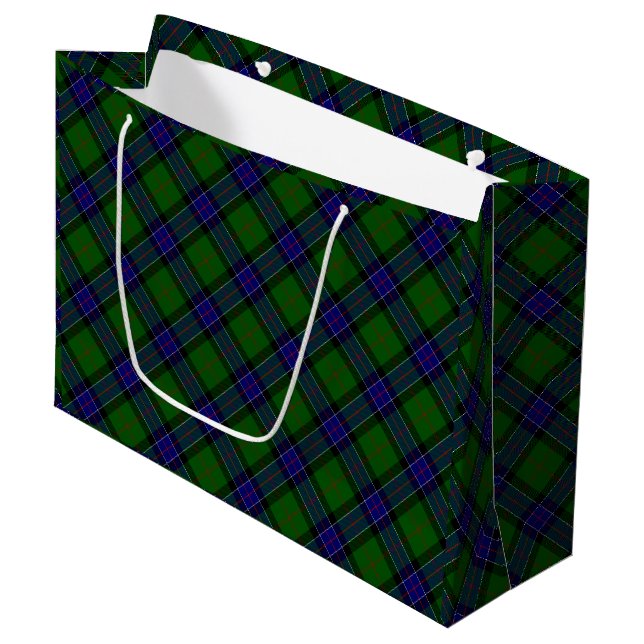 Sinclair Tartan Blau kariert Große Geschenktüte (Vorderseite Schrägansicht)