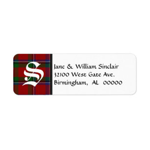 Sinclair Tartan Karierte Monogramm-Adressbezeichnu