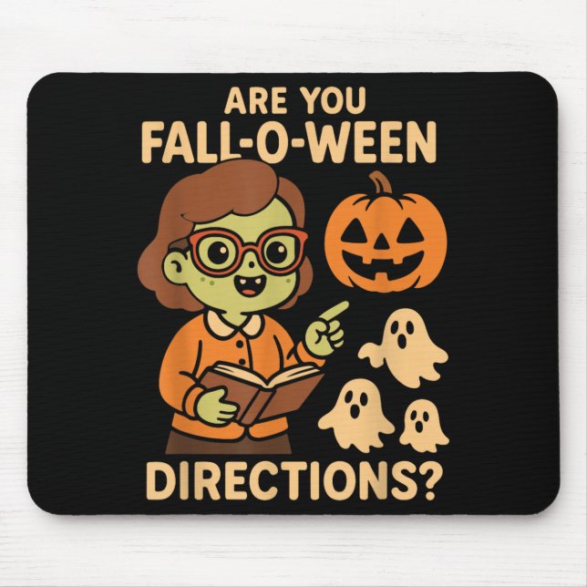 sind Fall O Ween Anweisungen Lustig Lehrer Hallowe Mousepad (Vorne)