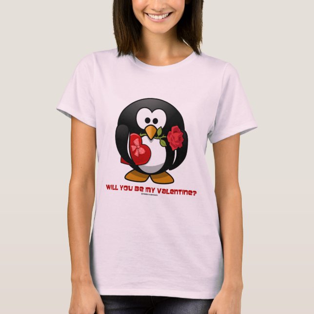 Sind Sie mein Valentinsgruß? (Linuxtux-Herz-Rose) T-Shirt (Vorderseite)