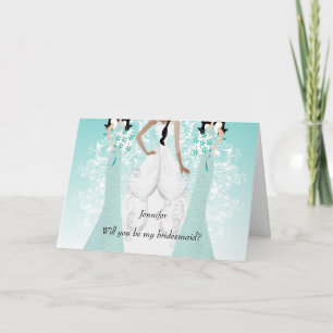 Sind Sie meine Brautjungfer? Aquamarin Einladung
