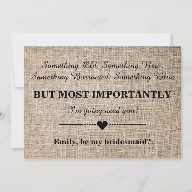 Sind Sie meine Brautjungfer? Einladung (Vorderseite)