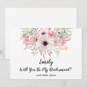 Sind Sie meine Brautjungfer? Schicke Blumenkarte Einladung