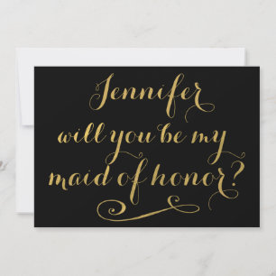 Sind Sie meine Trauzeugin-Goldkalligraphie Einladung