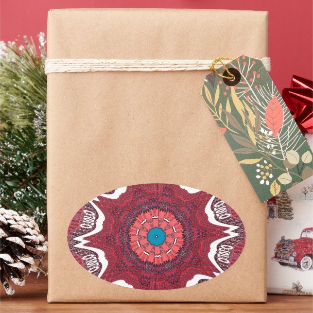 Sindhi Ethnic Tribal Art Print Ovaler Aufkleber (Feiertag)