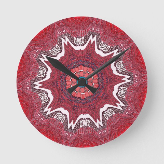Sindhi Ethnic Tribal Art Print Runde Wanduhr (Vorderseite)