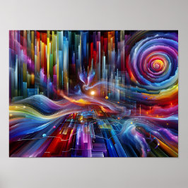 "Sinewaves Of Light" Colorful Futuristic  Poster