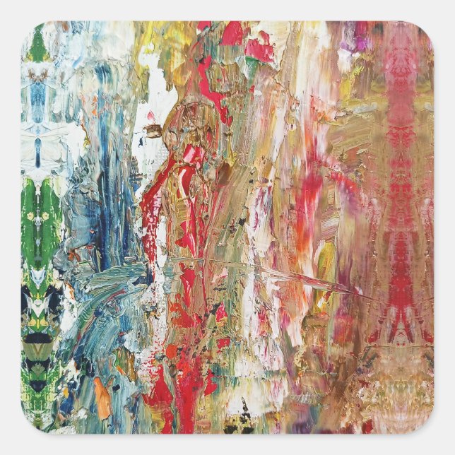 Sinfonie des Chaos - Palette Abstrakter Real Artis Quadratischer Aufkleber (Vorderseite)