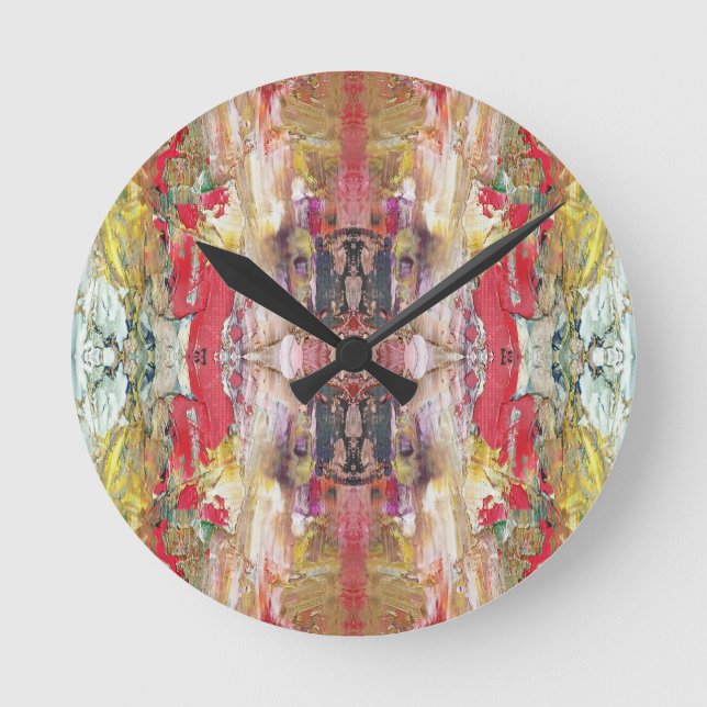 Sinfonie des Chaos - Palette Abstrakter Real Artis Runde Wanduhr (Vorderseite)