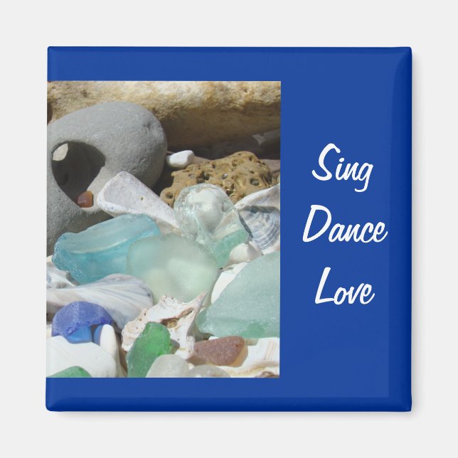 Sing Dance Liebe Magnete Strand Seaglass Fossilien (Vorne)