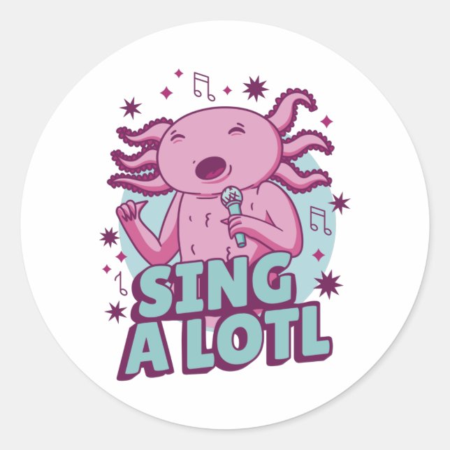 Sing im Lotto Axolotl Runder Aufkleber (Vorderseite)