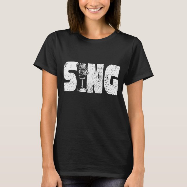 Sing-Mikrofon-Sänger-Sing-Mikrofon T-Shirt (Vorderseite)