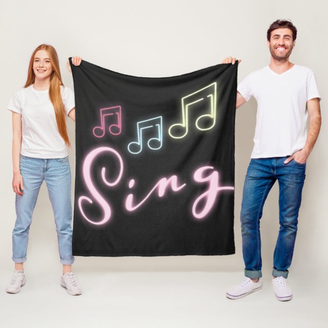 Sing Neon Musiknotens Fleecedecke (Beispiel)