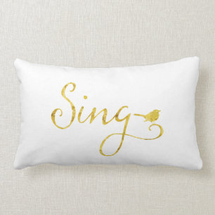 Sing Song Bird Gold Imitate Glitzer Metallische Se Lendenkissen