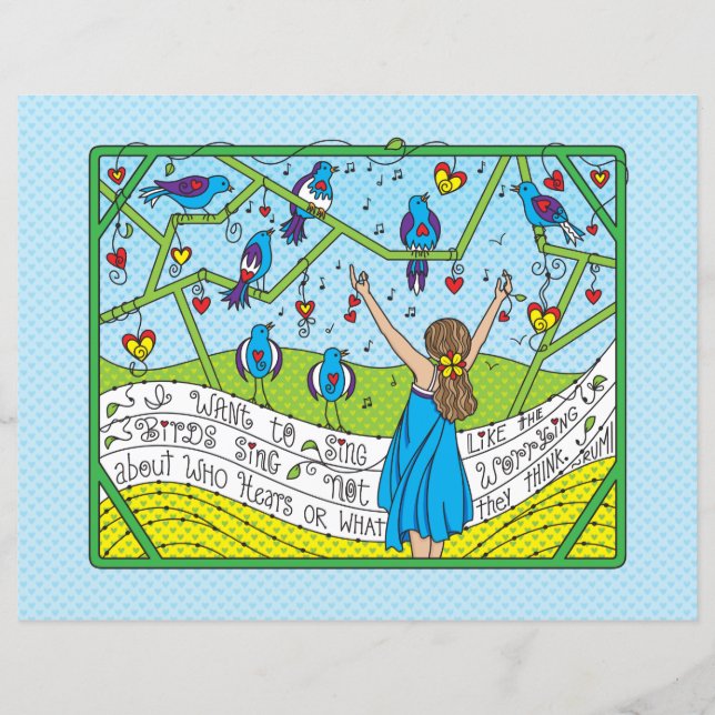 Sing wie die Vögel Sing_Flat Papier Blatt 11"x8.5" (Vorderseite)