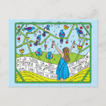 Sing wie die Vögel Sing_ Postkarte
