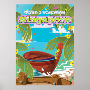 Singapore Cartoon Reiseplakatkunst. Poster