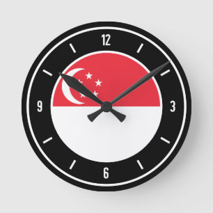 Singapore Flag Elegant Runde Wanduhr