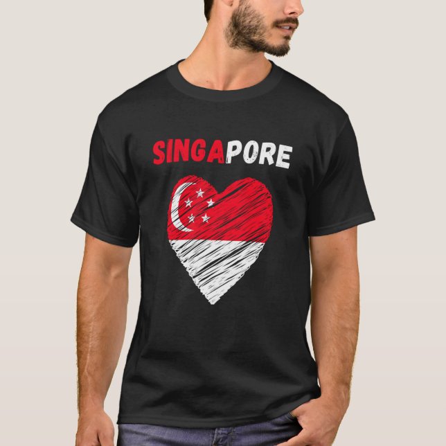 Singapore Flag Holiday Singapore Heart Singaporean T-Shirt (Vorderseite)