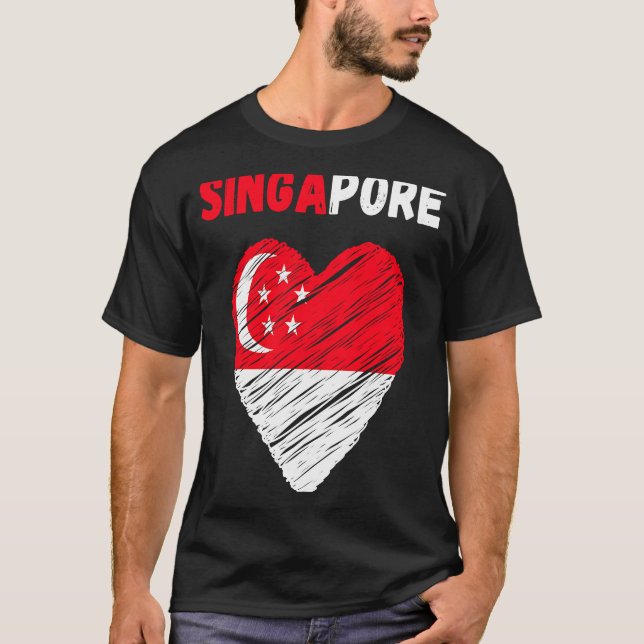 Singapore Flag Holiday Singapore Heart Singaporean T-Shirt (Vorderseite)