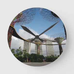 Singapore - Garden By The Bay and Marina Bay Sands Runde Wanduhr