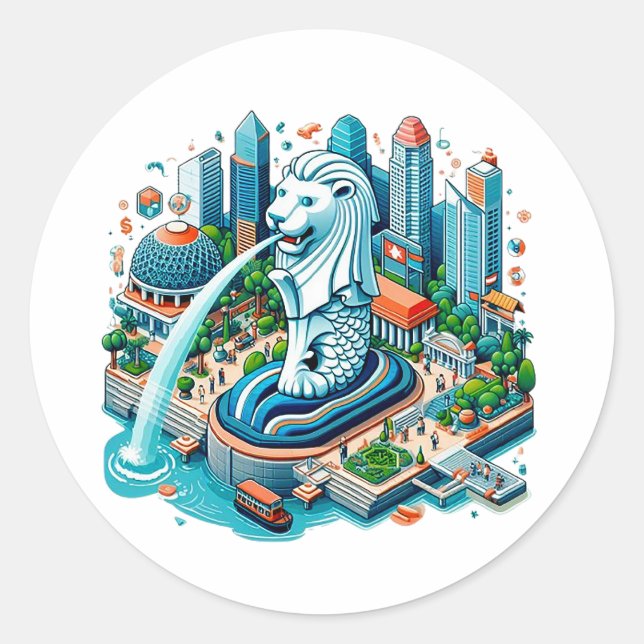 Singapore Garden Merlion Runder Aufkleber (Vorderseite)