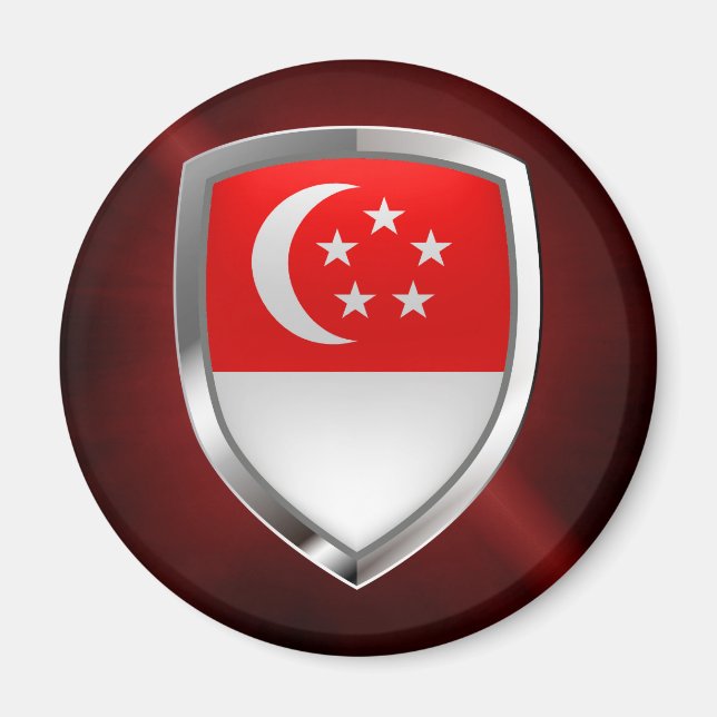 Singapore Metallic Emblem Magnet (Vorne)
