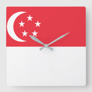 Singapore National World Flag Quadratische Wanduhr