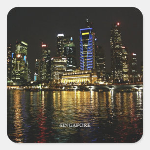Singapore Night Lights Plate Quadratischer Aufkleber